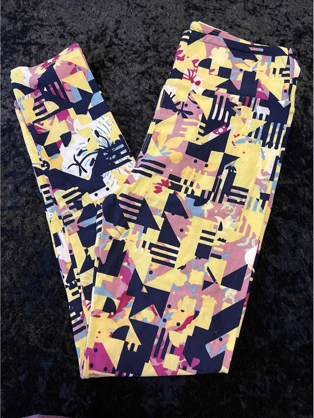 LuLaRoe Leggings One Size OS Yellow Pink Green Blue Layered Soft High Rise NWOT